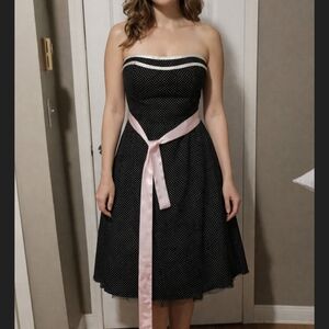 Vintage Torrid Black and Pink Polka Dot Dress. Pin Up Girl Vibes